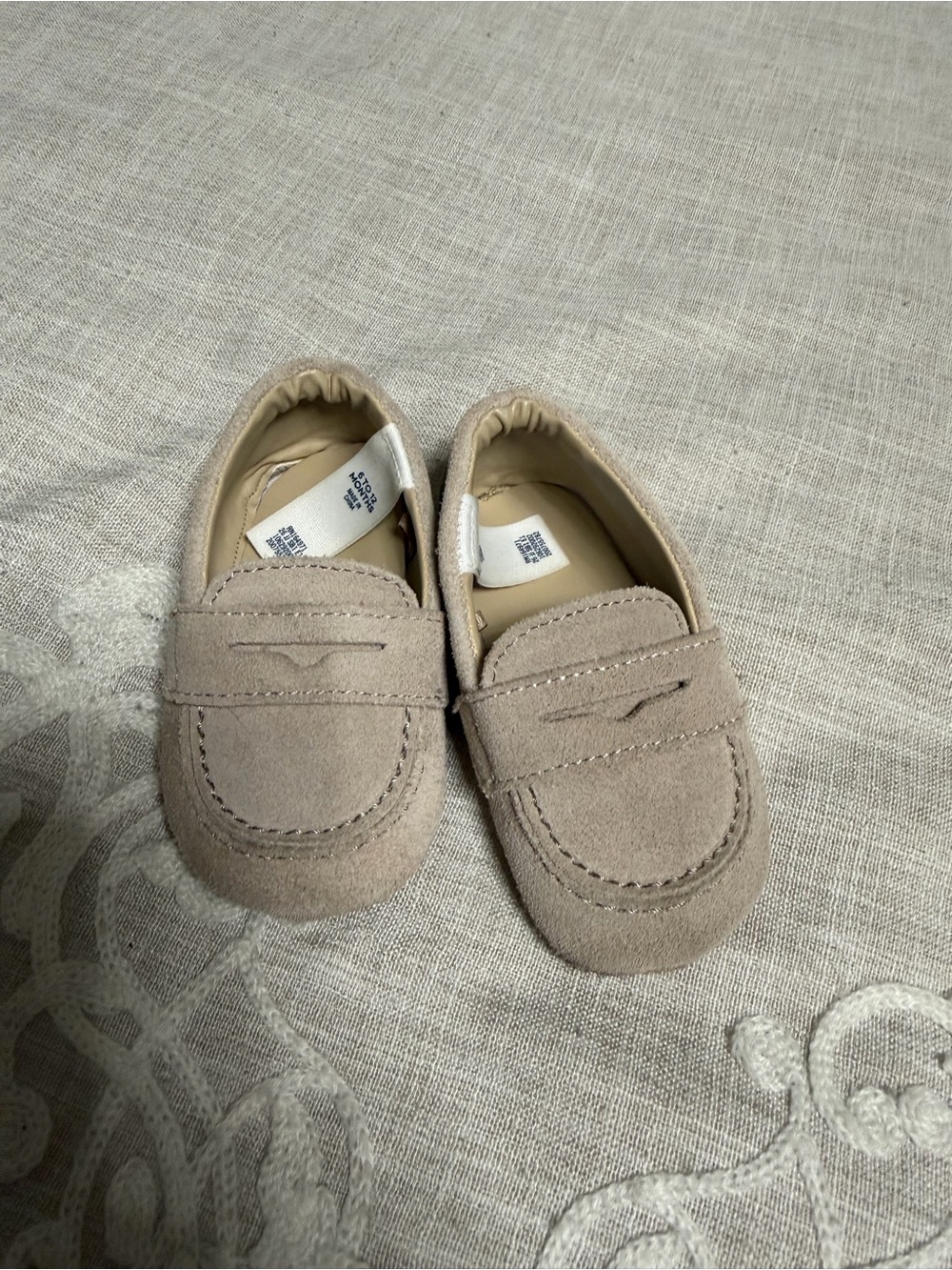 Janie and Jack Tan Suede Moccasin Loafers for Kids